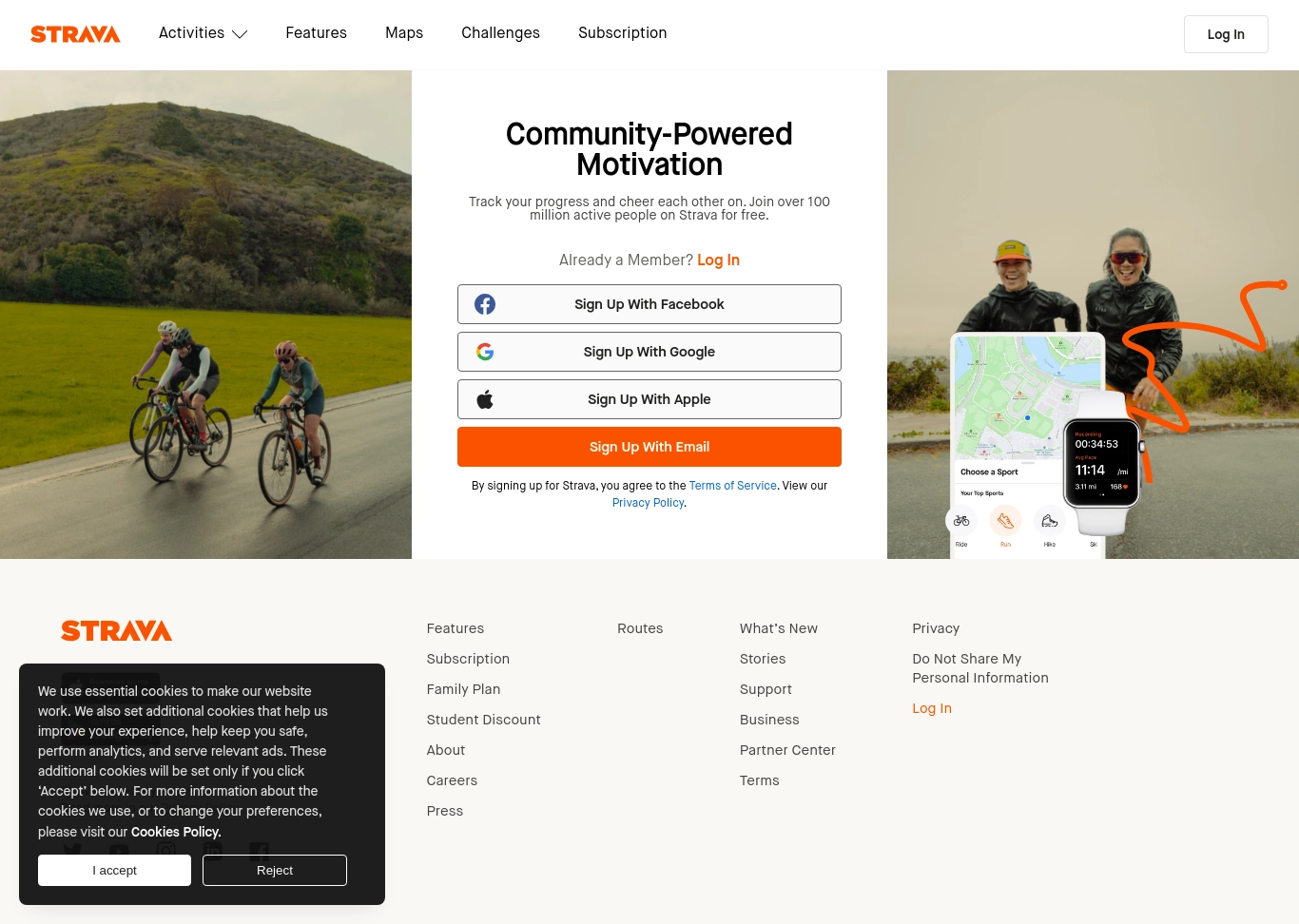 Strava connects millions of runners, cyclists, hikers, walkers and other active people through the sports they love – all on our mobile app and website.